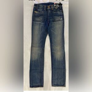 New Diesel Keate Women Size 25X34 Blue   Denim Straight Fit Jeans Runs Small